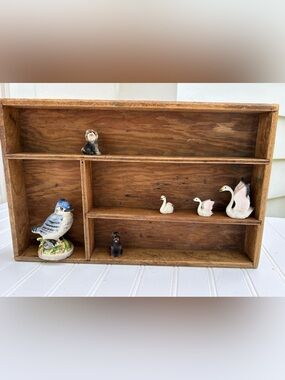 Vintage Shelf Rustic Wooden Display Natural Brown Drawer Organizer Cubby 10x16
